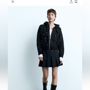 Zara black sparkle zip up